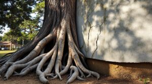 pine tree roots foundation damage