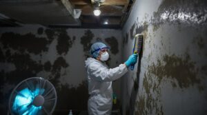 clean damp basement walls