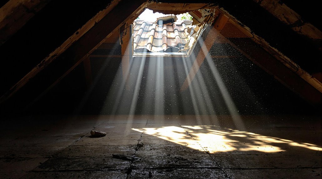 Light Passes Between Roof Planks