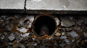 repairing slab drain pipe